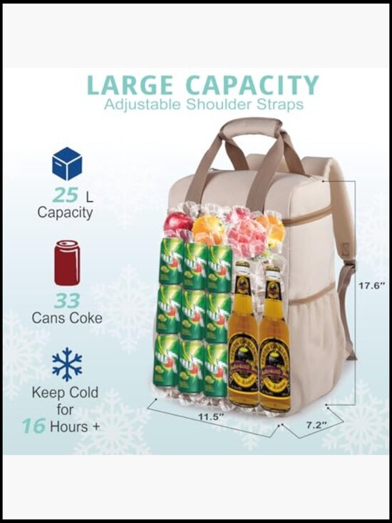 Insulated Cooler Backpack Leak Proof Large Capacity Lightweight Outdoor